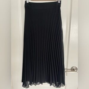ICONE Simons Black Pleated Midi Skirt XS Sheer Crepe Lined